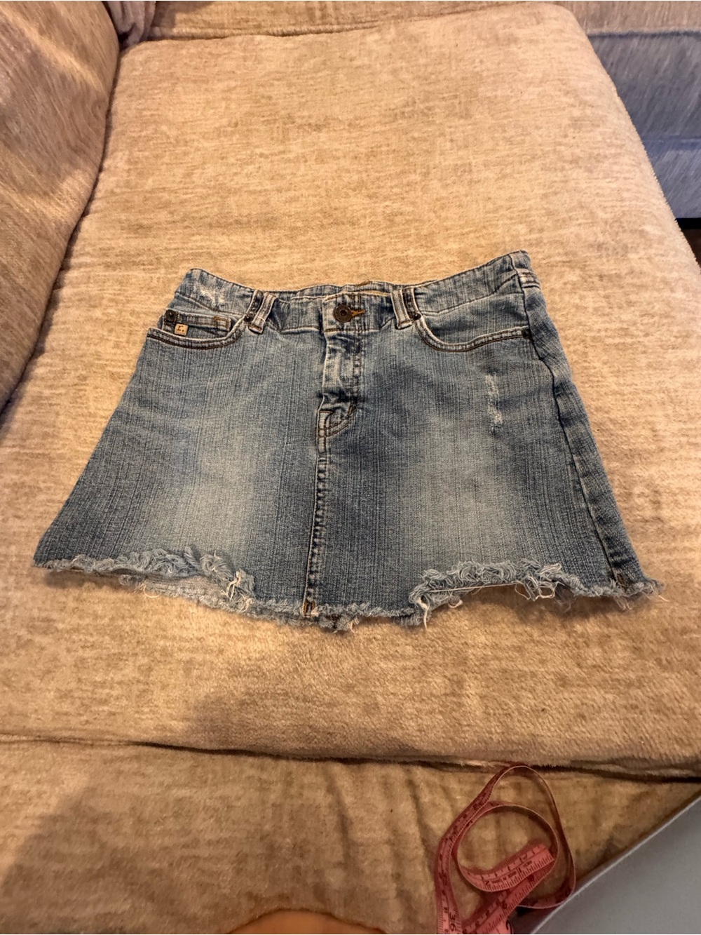 Y2K refuge Distressed Light Blue Denim Mini Skirt